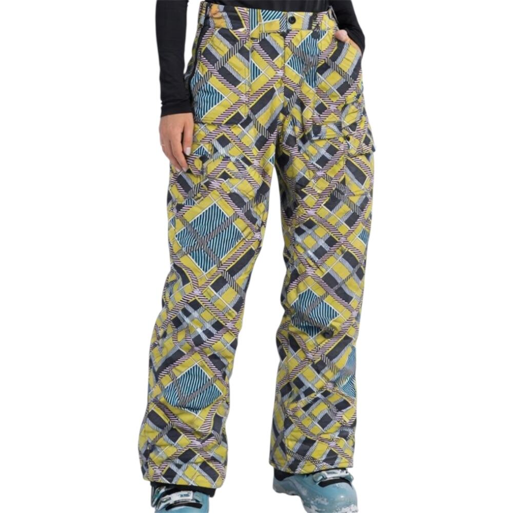 Burton Lucky Snow Pants Dryride Durashell Abstract Relaxed Nylon Yellow Blue S